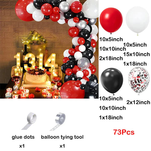 Red Balloon Garland Arch Kit Black Red Confetti Balloons Wedding