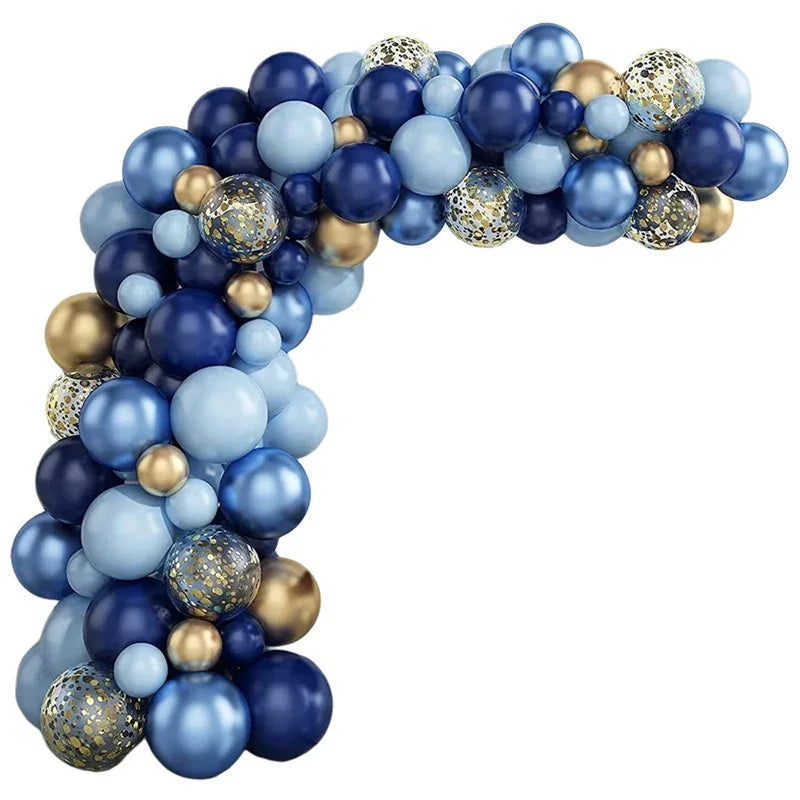 Blue Metallic Balloon Garland Set Gold Balloon Arch Birthday Party