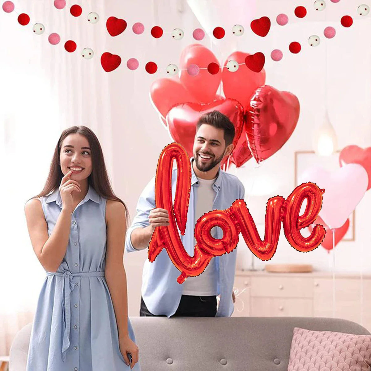 407pcs red "love" letter balloon set, 18-inch heart-shaped balloon