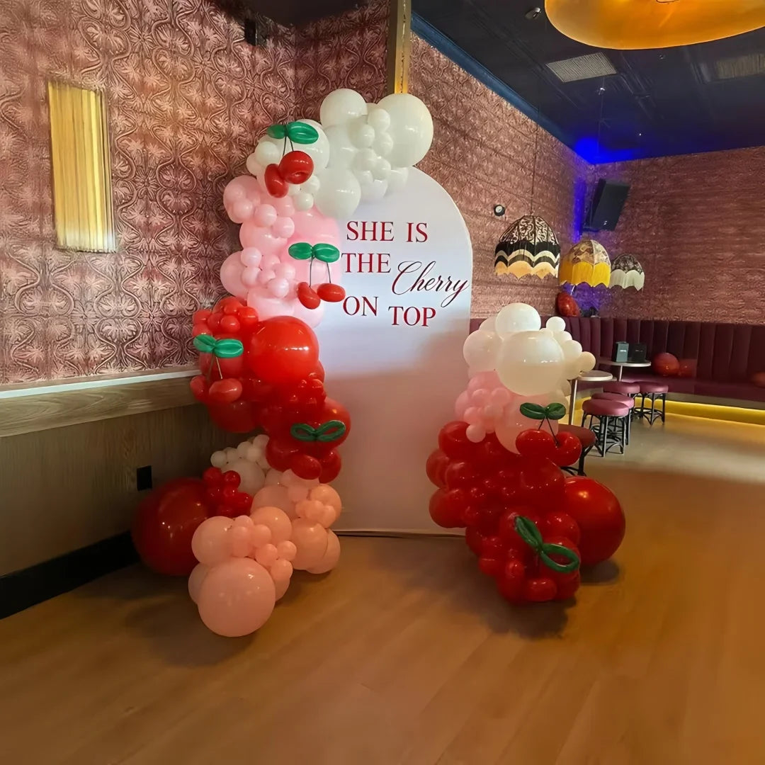 151-Piece Cherry Balloon Garland Arch Kit, White/Red Balloon