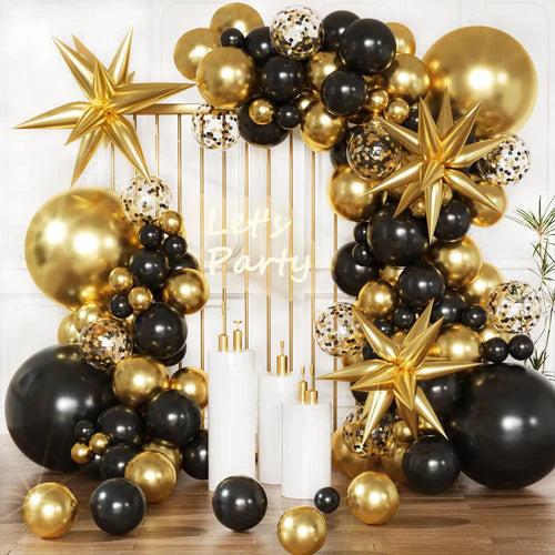 137pcs Black and Gold Balloons Garland Arch Kit, for Birthday Party