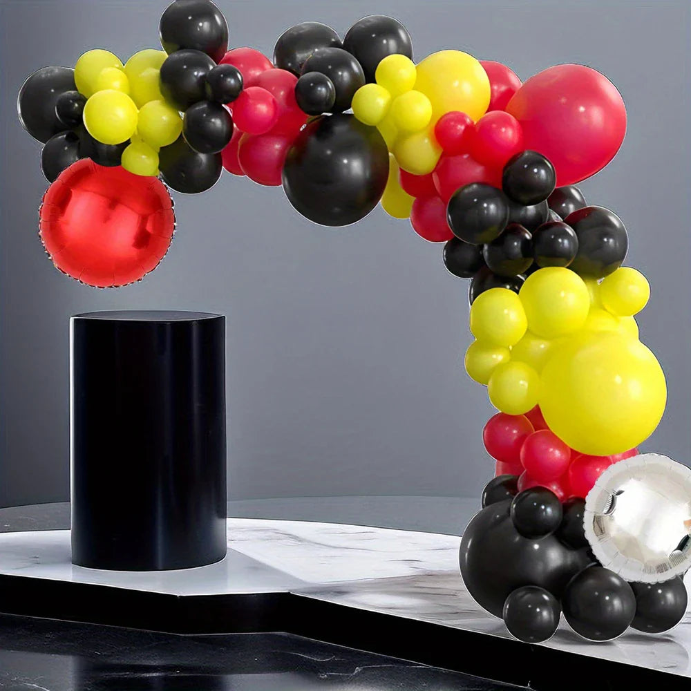 102Pcs Pokemon Pikachu Balloon Garland Arch Kit Red Yellow Black Latex