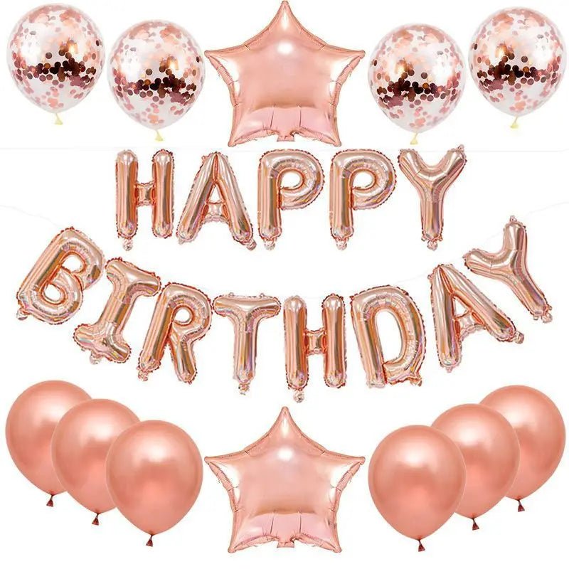25pcs/set Happy Birthday Balloons Set Foil Letter Balloon Garland