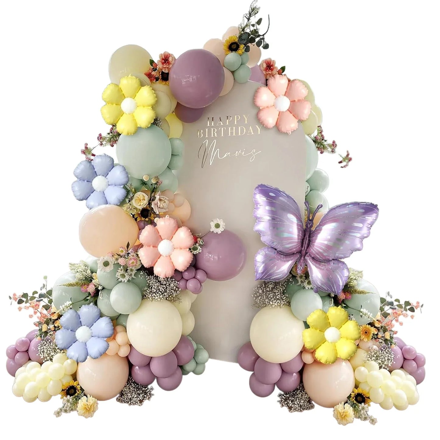 137pcs Pastel Butterfly Balloon Arch Kit - Lavender Floral Garland