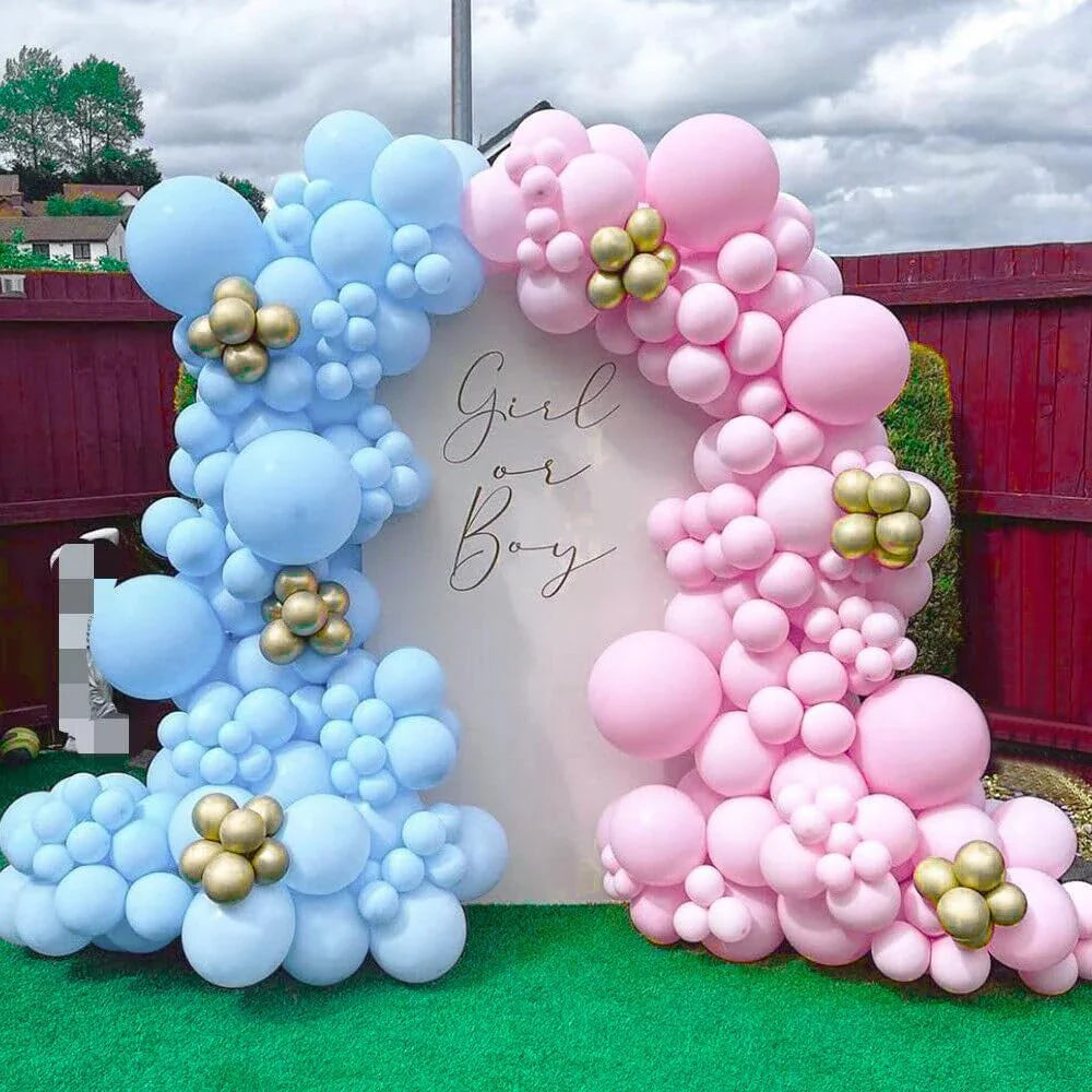Gender Reveal Balloon Garland Kit with Bow & Baby Balloons - Chrome