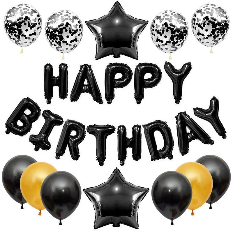 25pcs/set Happy Birthday Balloons Set Foil Letter Balloon Garland