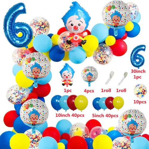 98pcs/Set Cartoon Clown Arch Garland Kit Foil Number Balloons Latex