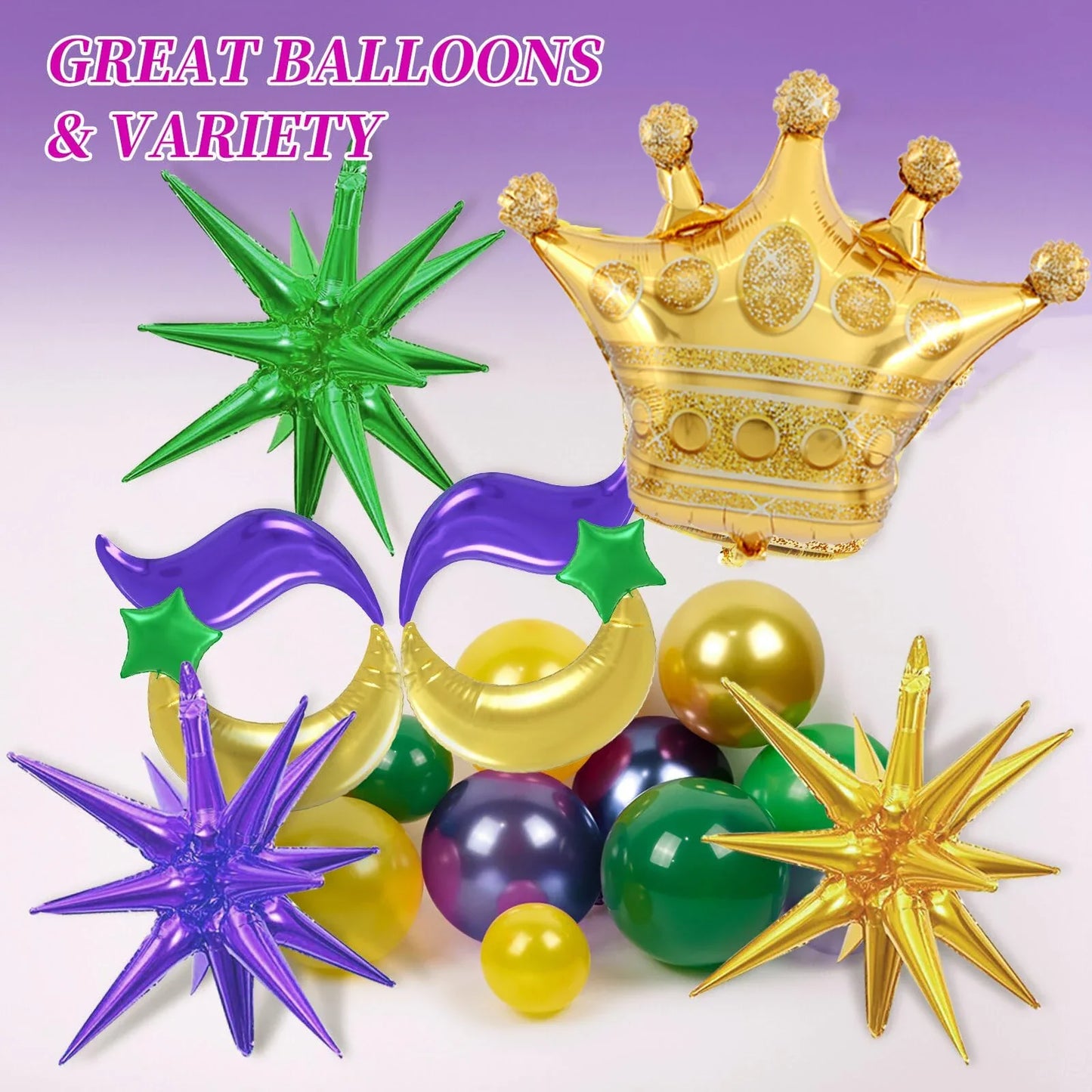 130pcs Mardi Gras Balloon Garland Arch Kit Green Purple Gold for Fat