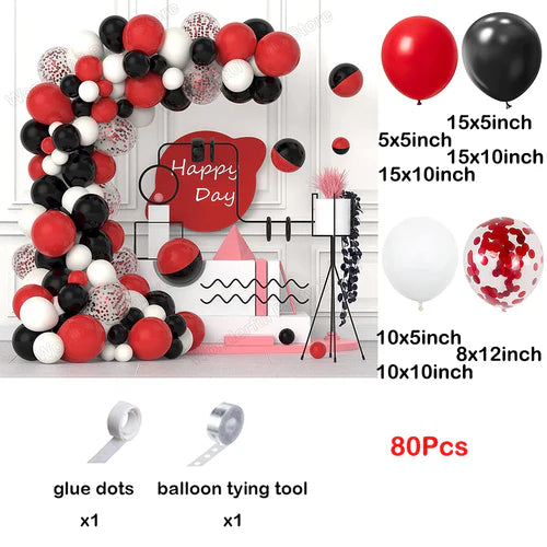 Red Balloon Garland Arch Kit Black Red Confetti Balloons Wedding