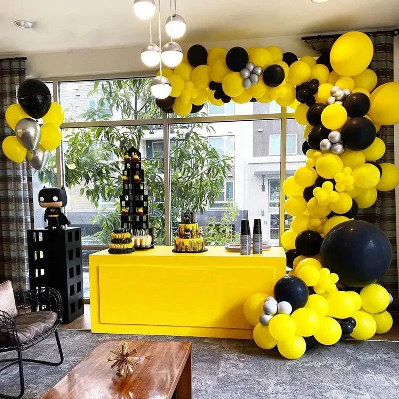 73pcs Black Yellow Silver Balloon Garland Arch Kit Wedding Birthday