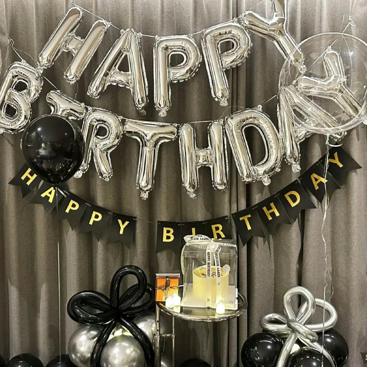 13pcs Birthday Balloon Rose Gold Color Foil Letter Balloons set Happy