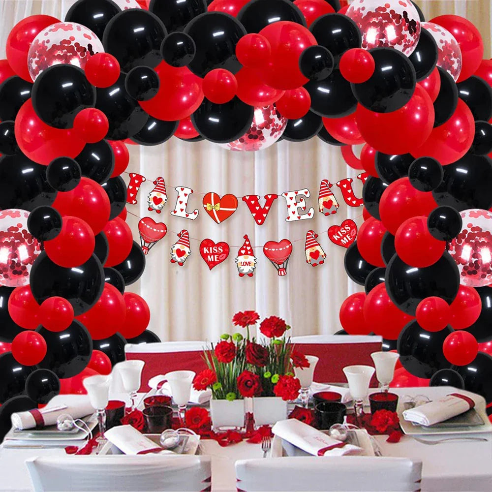 Red Balloon Garland Arch Kit Black Red Confetti Balloons Wedding