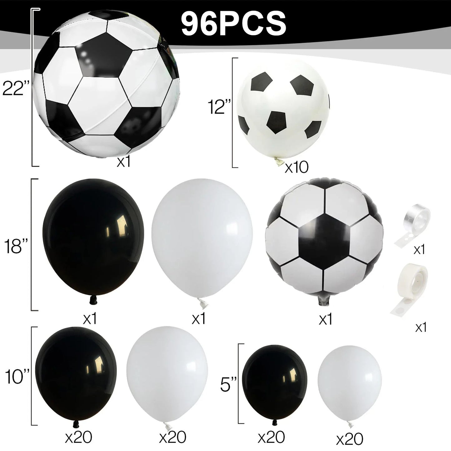 Football Theme Party Balloons Garland Arch Kit Black White 4D Soccer