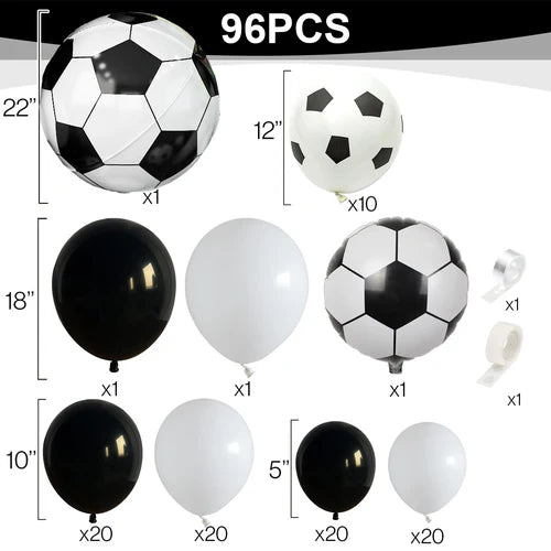 Football Theme Party Balloons Garland Arch Kit Black White 4D Soccer