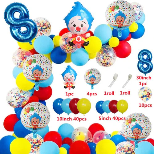 98pcs/Set Cartoon Clown Arch Garland Kit Foil Number Balloons Latex