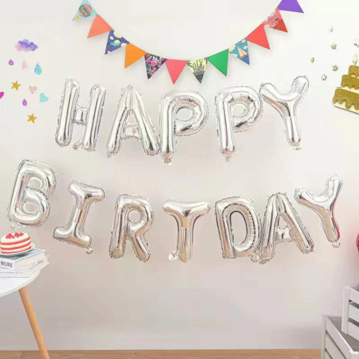 13pcs Birthday Balloon Rose Gold Color Foil Letter Balloons set Happy