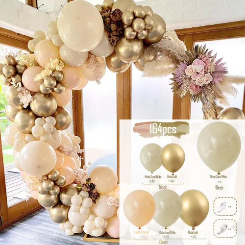 Apricot Coffee Brown Balloons Garland Arch Kit Wedding Birthday Party