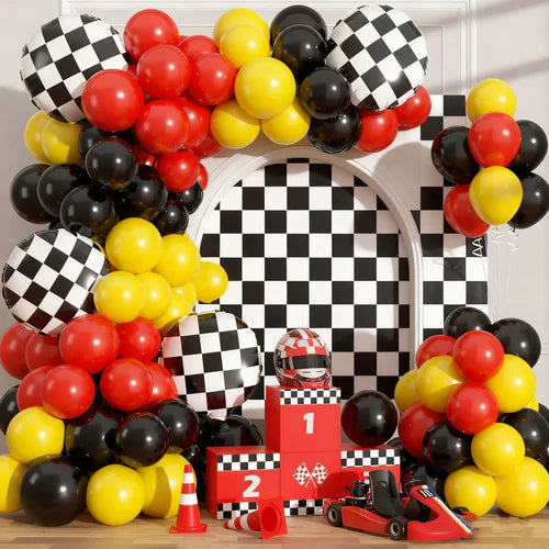 Race Car Balloon Garland Arch Kit  - Cars Wheels Balloons for Two Fast