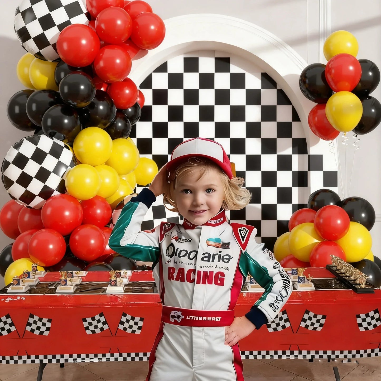 Race Car Balloon Garland Arch Kit  - Cars Wheels Balloons for Two Fast