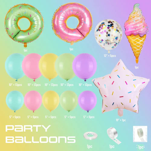 CandyDonut Ice Cream Macaron Colorful Foil Balloon Garland Arch Kit