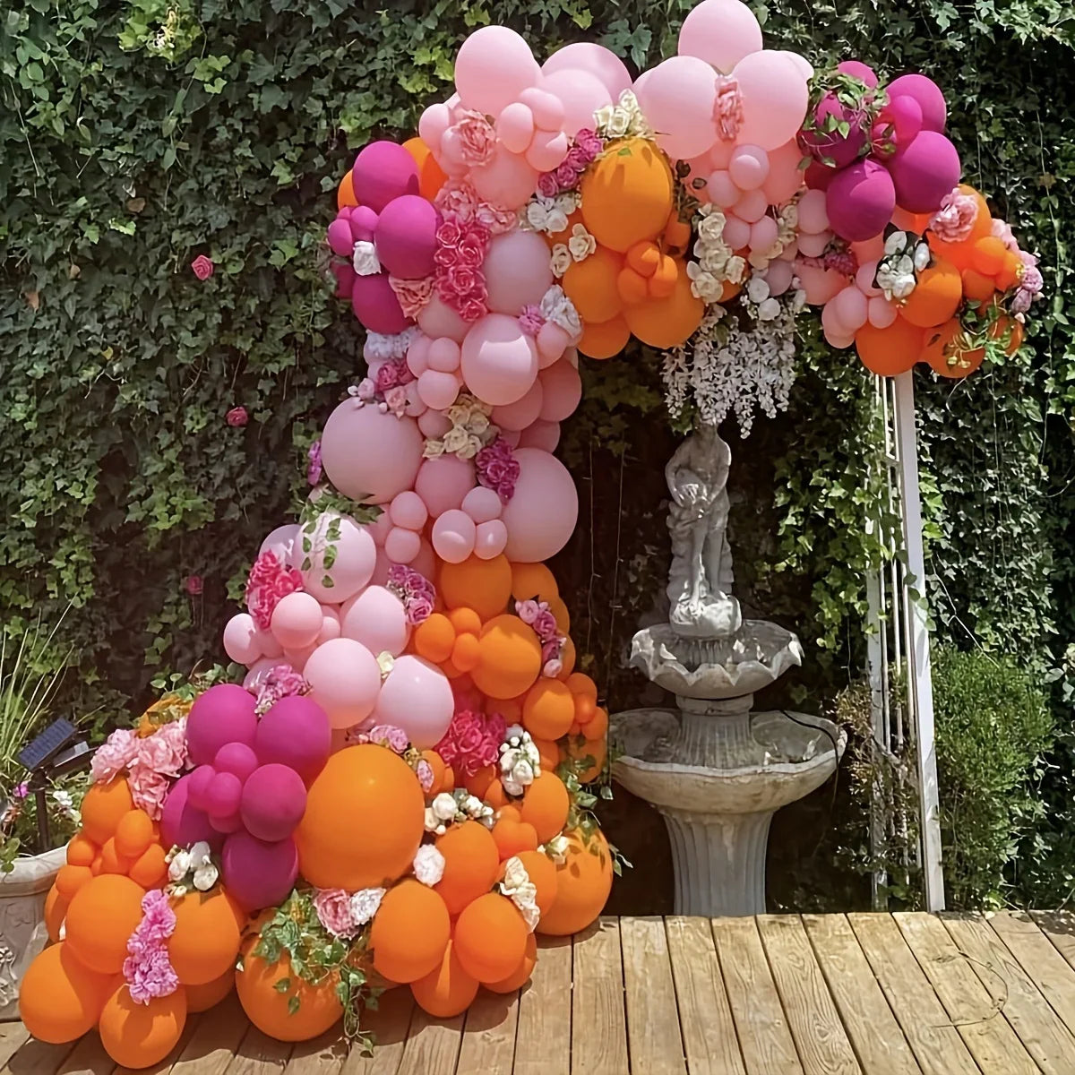 137pcs Pink,Orange & Gold Garland Kit for Birthdays, Anniversaries,