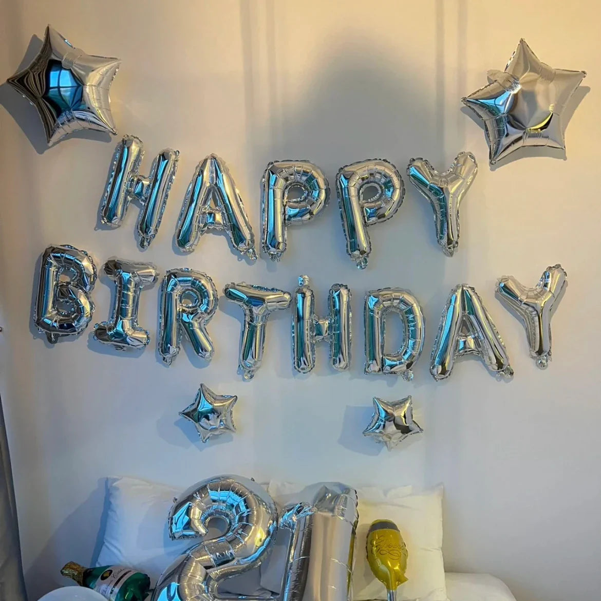 13pcs Birthday Balloon Rose Gold Color Foil Letter Balloons set Happy