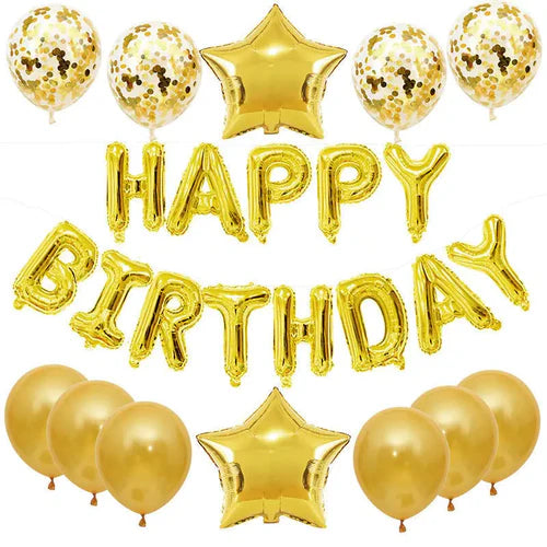 25pcs/set Happy Birthday Balloons Set Foil Letter Balloon Garland