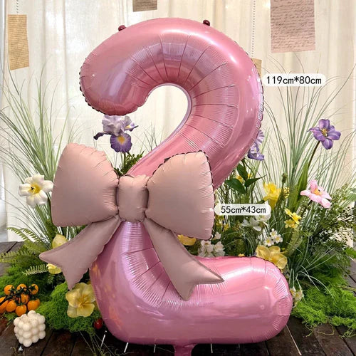 40inch Pink Digital Bowknot Bow Aluminum Foil Balloons for Girls