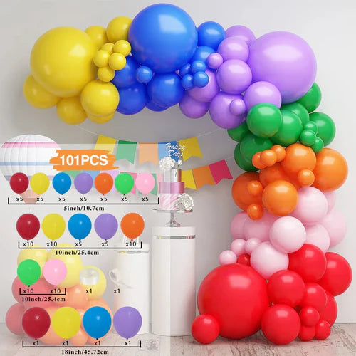 Colorful Rainbow Balloon Garland Arch Kit Multicolor Latex Ballons
