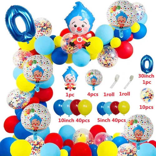 98pcs/Set Cartoon Clown Arch Garland Kit Foil Number Balloons Latex