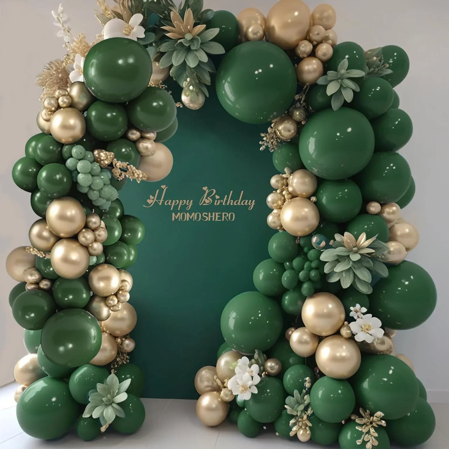99 pcs Balloons Garland Arch Kit with Green Gold Balloons for Spring