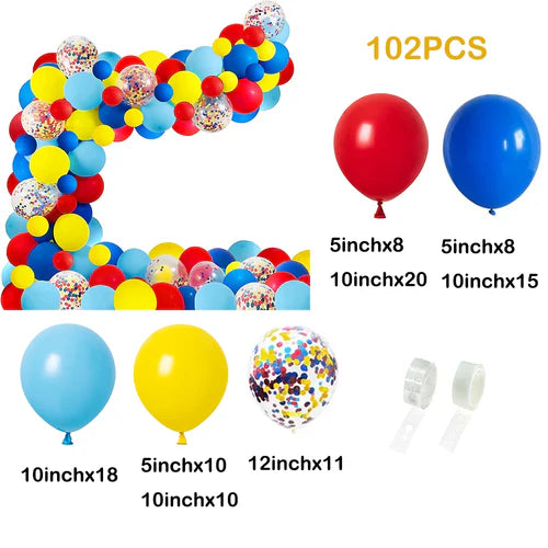 Red Green Christmas Balloons Garland Arch Kit Blue Yellow Ballon Set