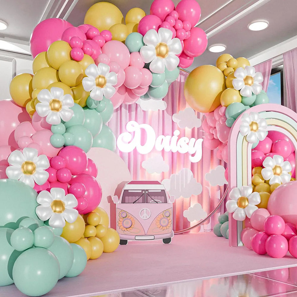 All-In-One Daisy Balloon Garland Kit and Arched Comes with Daisy –
