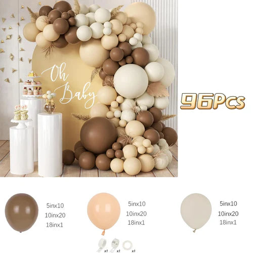 96Pcs Brown  Sand White Beige Balloons Garland Arch Kit for Woodland