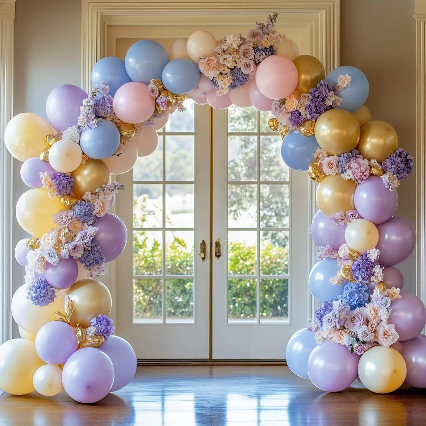 96pcs Pastel Blue/Pink/Yellow/Purple Balloons Set (18/12/10/5 In) for