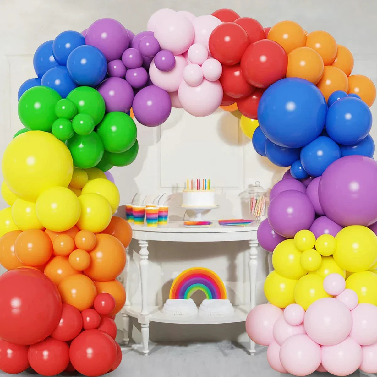 Colorful Rainbow Balloon Garland Arch Kit Multicolor Latex Ballons
