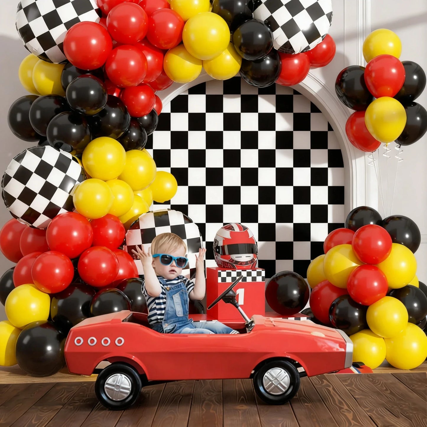 Race Car Balloon Garland Arch Kit  - Cars Wheels Balloons for Two Fast