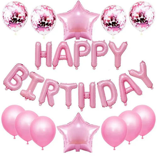 25pcs/set Happy Birthday Balloons Set Foil Letter Balloon Garland