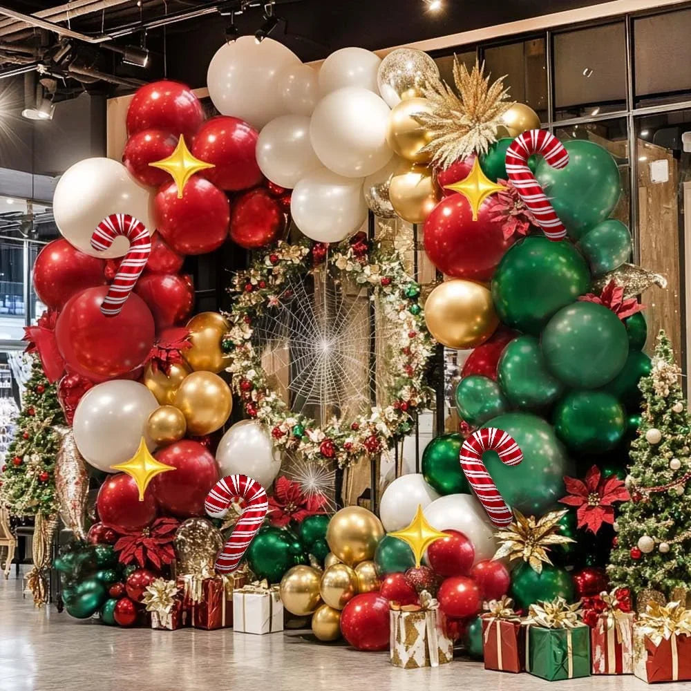111Pcs Christmas Red and Green Party Balloon Garland Arch Kit, Pearl