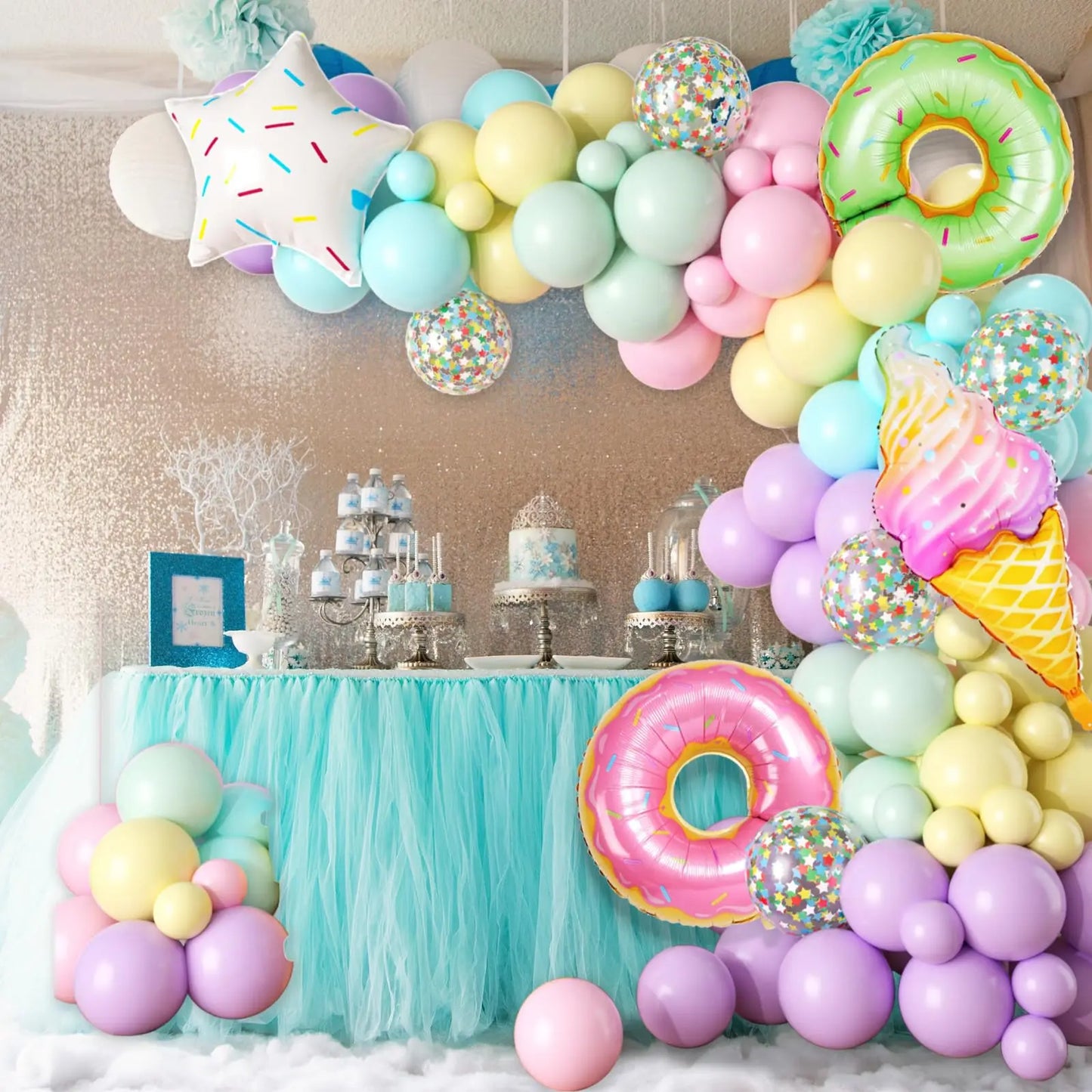 CandyDonut Ice Cream Macaron Colorful Foil Balloon Garland Arch Kit
