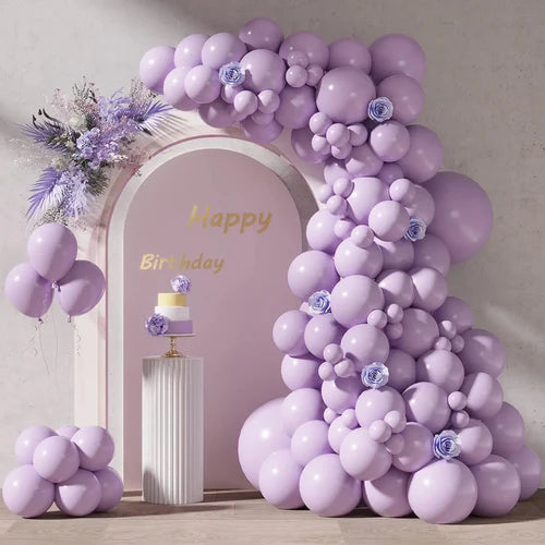 96pcs Pastel Blue/Pink/Yellow/Purple Balloons Set (18/12/10/5 In) for