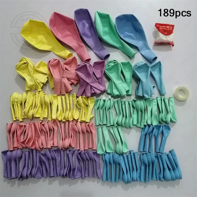188pcs Pastel Macaron Balloon Garland Arch Kit Assorted Rainbow Colors
