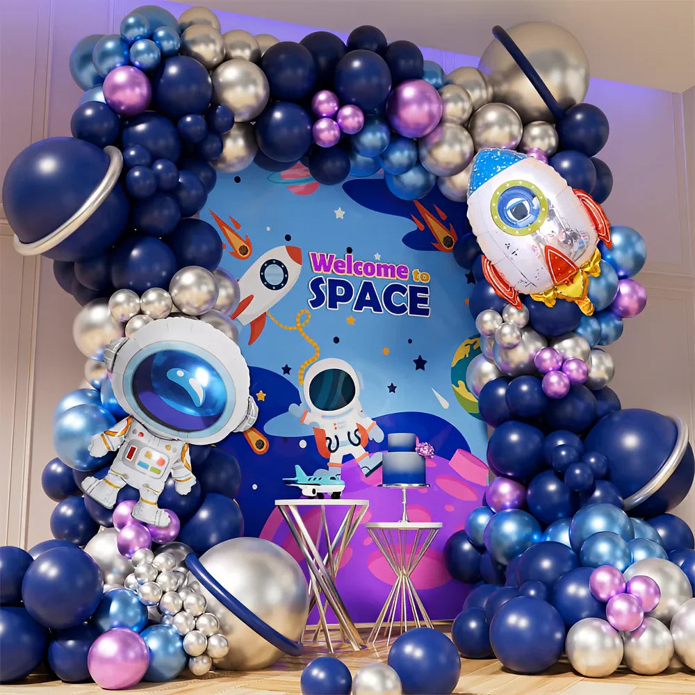 122Pcs Astronaut Space Balloon Garland Kit with Astronaut Rocket Foil