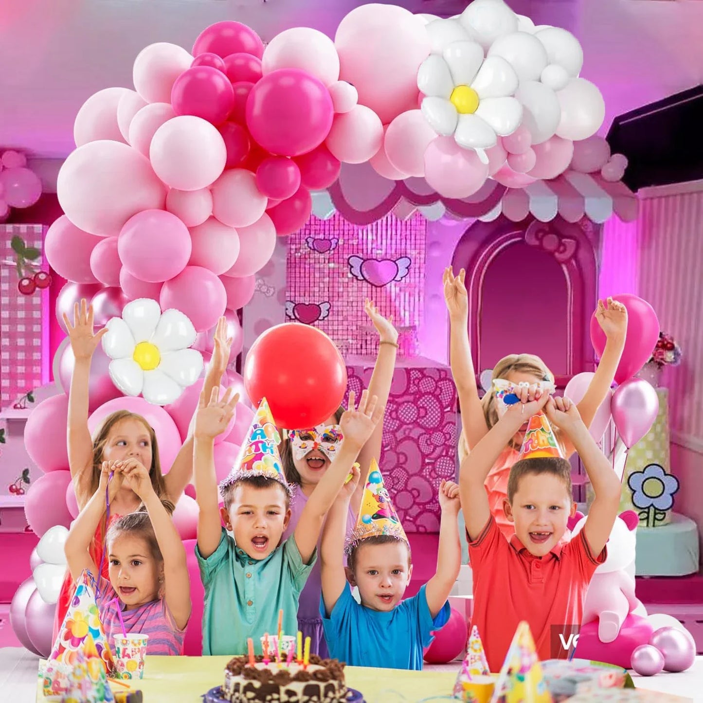 106 Pieces of Pink Love-Themed Balloon Decorations, Pink and White