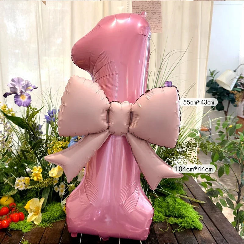 40inch Pink Digital Bowknot Bow Aluminum Foil Balloons for Girls