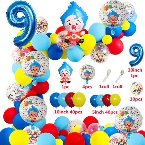 98pcs/Set Cartoon Clown Arch Garland Kit Foil Number Balloons Latex