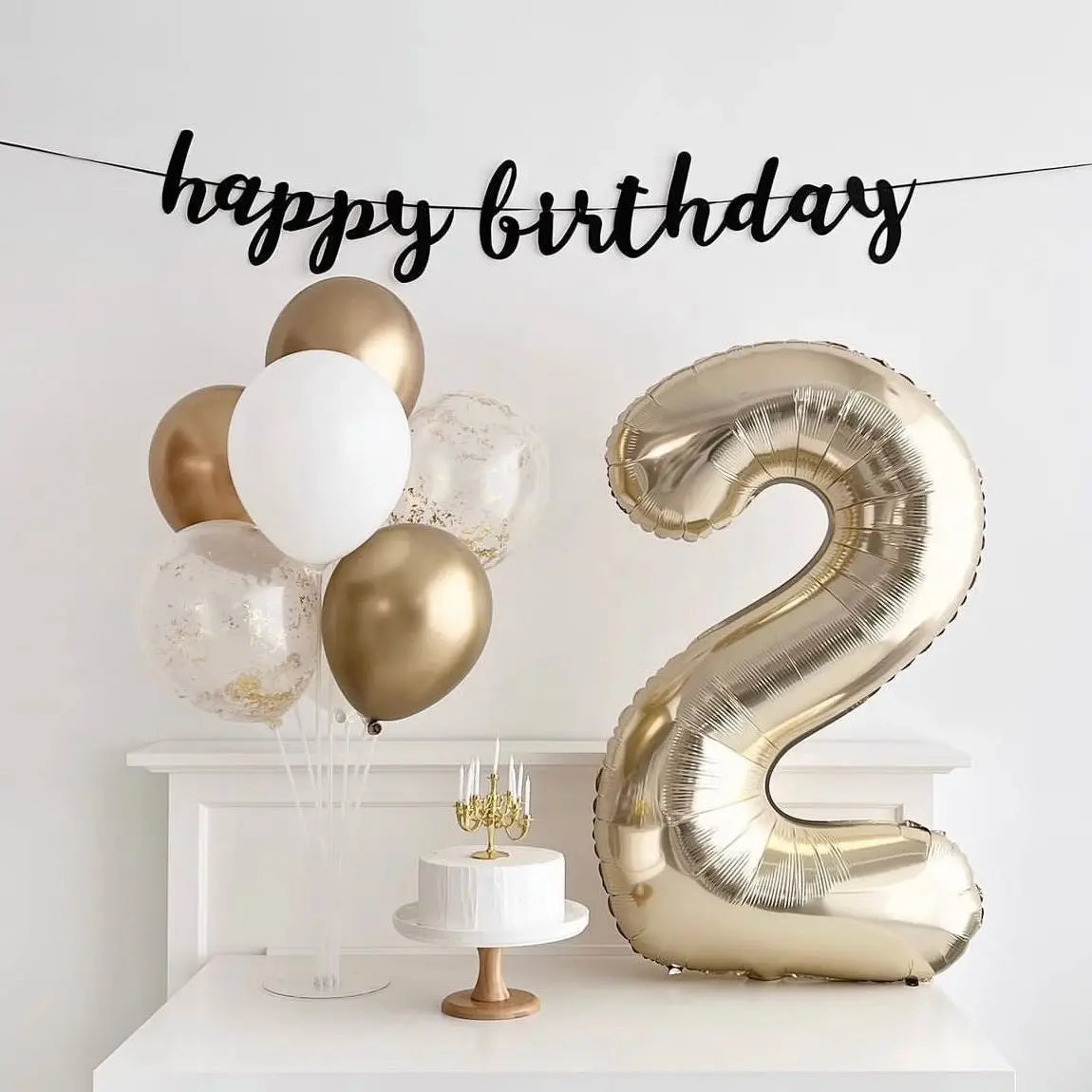 1PCS 40 inch large white gold light gold digital foil balloon for