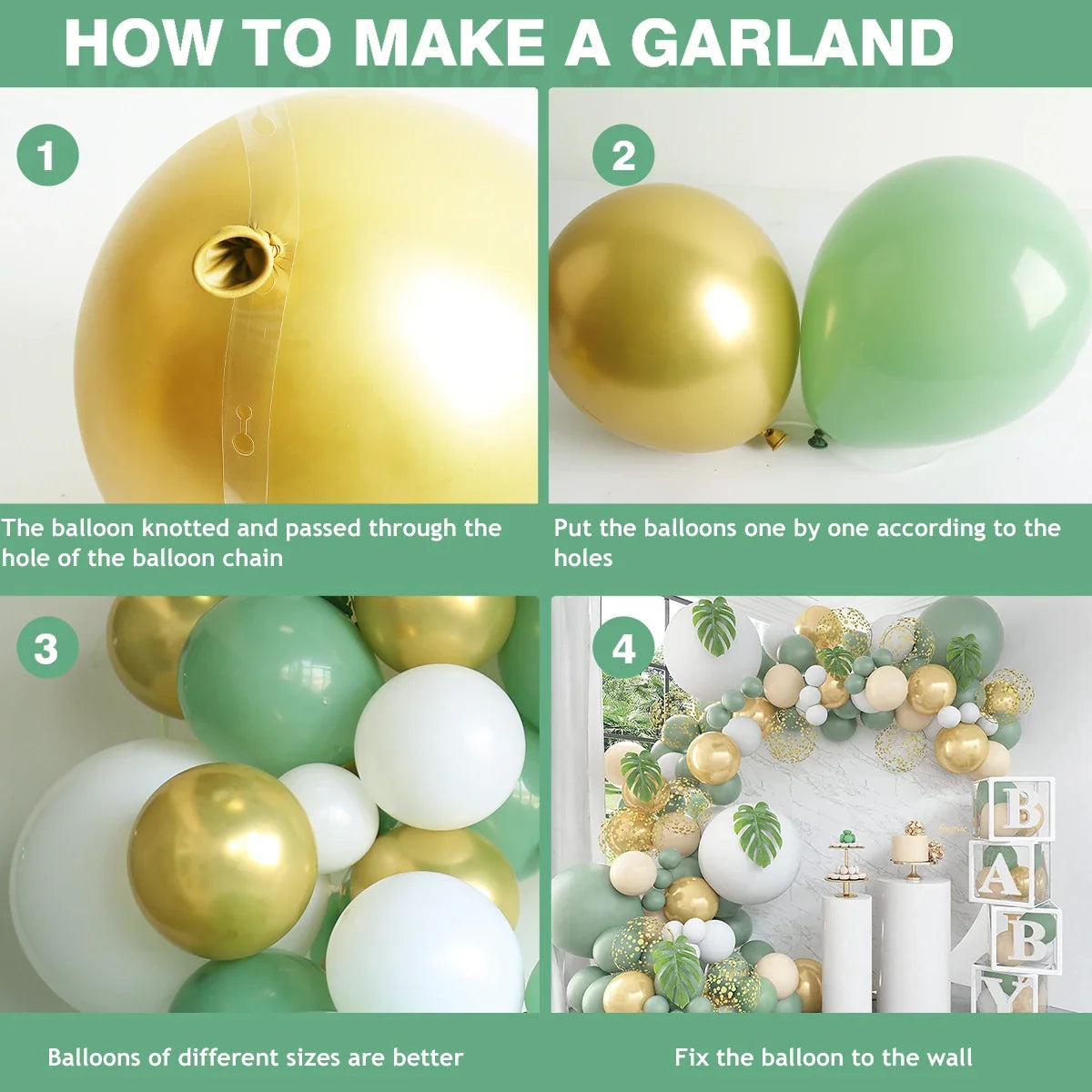Green Balloon Garland Arch Kit Jungle Safari Party Baloon Birthday