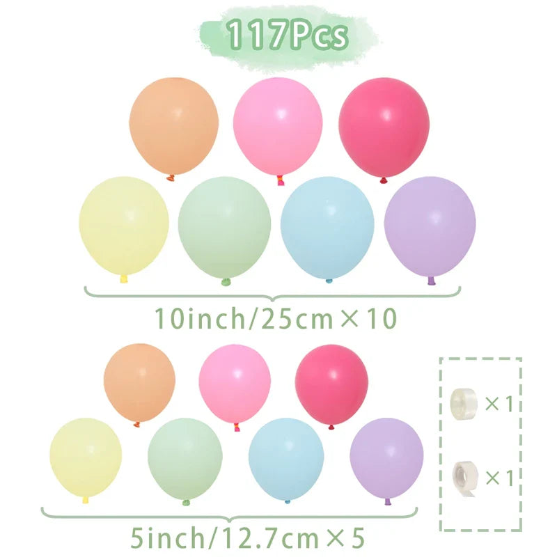107pcs Macaron Color Balloon Garland Arch Kit Wedding Birthday Party