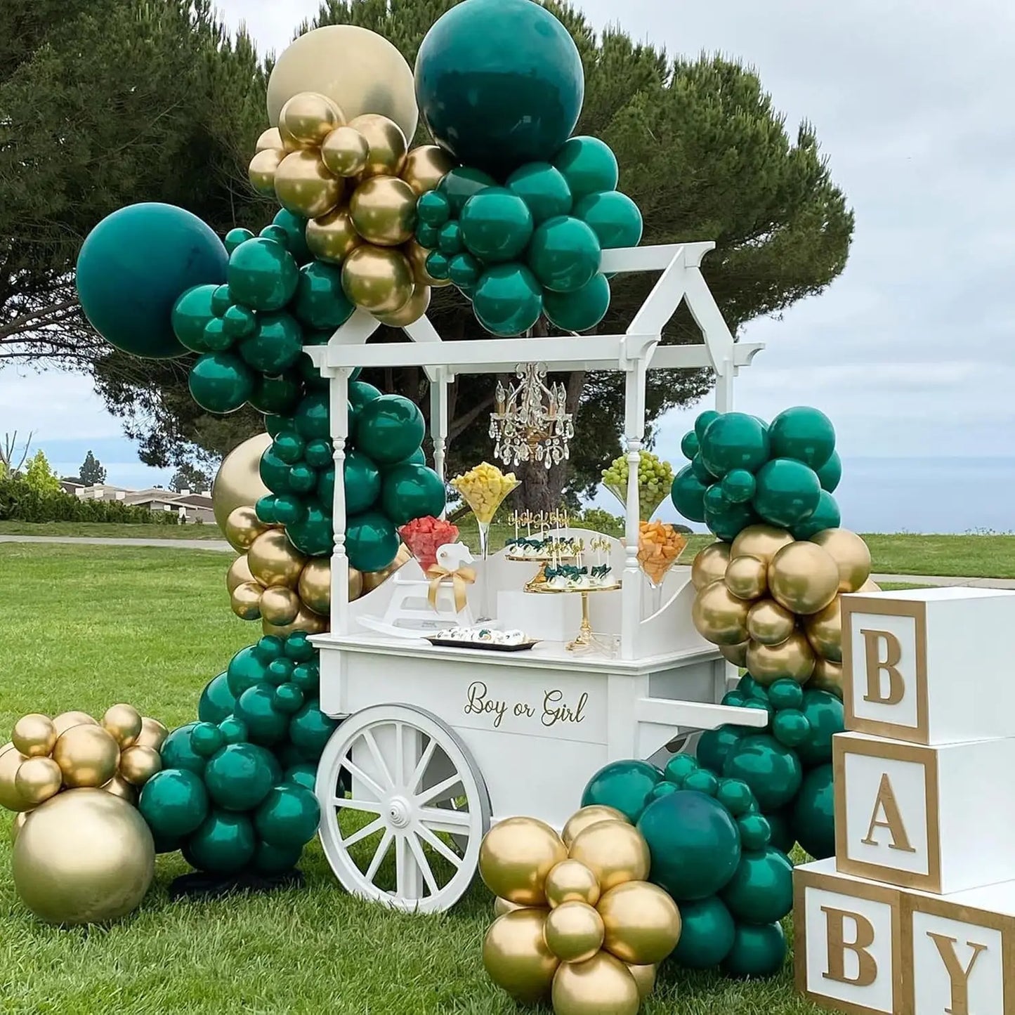 104pcs,Green Gold Balloon Garland.Metallic Gold Balloons For Birthday